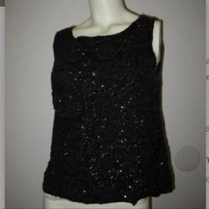 Vintage black heavily beaded top